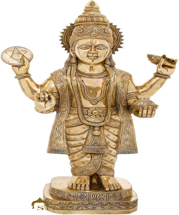 Brass Rare Dhanvantari Idol Physician Of Gods Religious Large Size Statue 34"