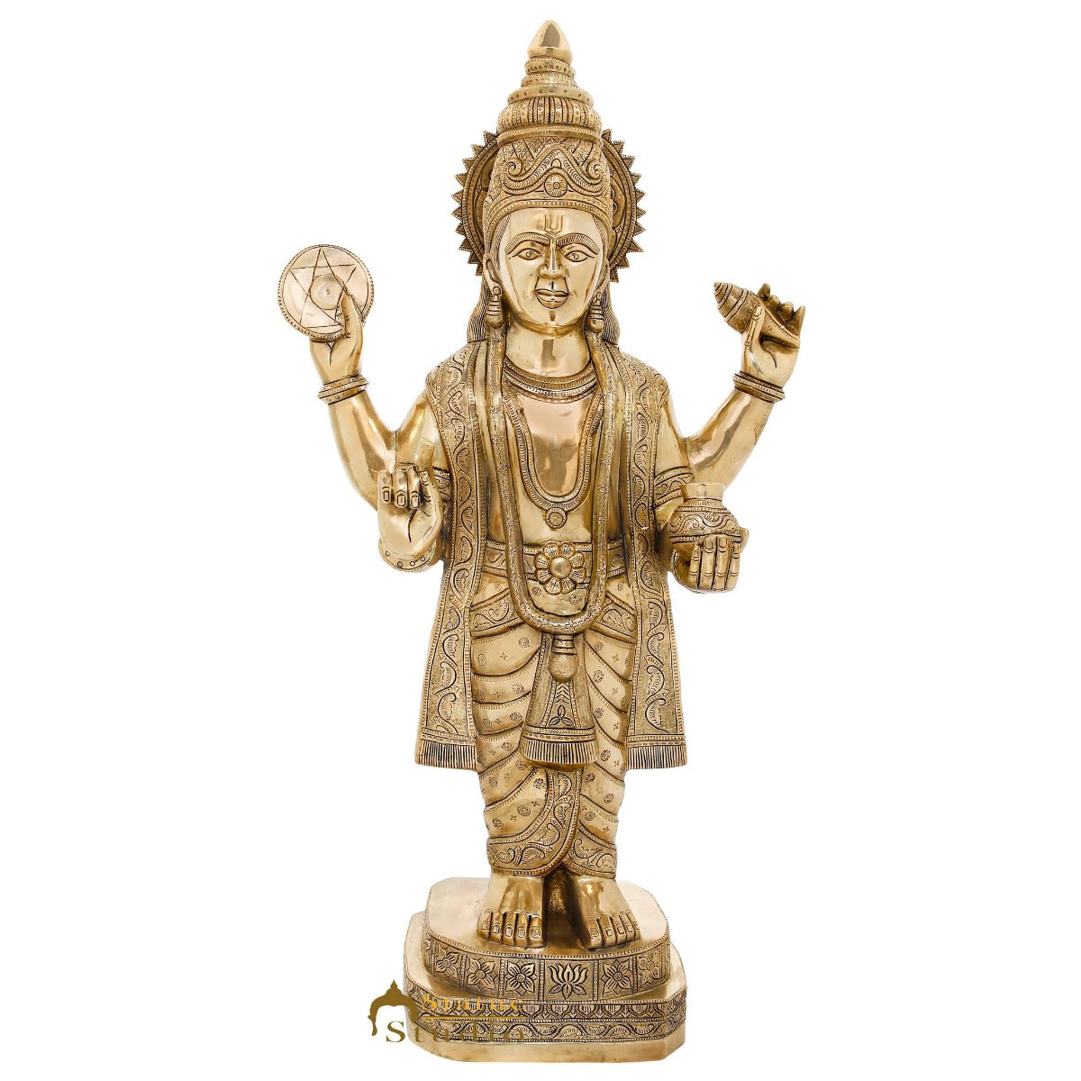 Brass Rare Dhanvantari Idol Physician Of Gods Religious Large Size Statue 34" - Image 3
