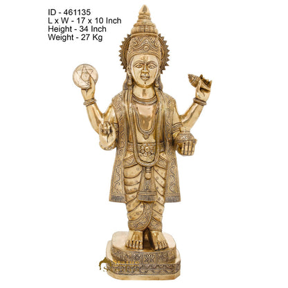 Brass Rare Dhanvantari Idol Physician Of Gods Religious Large Size Statue 34" by vendor-unknown - Hindu Gods (View 6)
