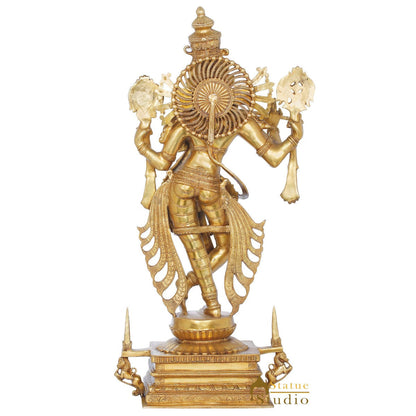 Brass Large Standing Krishna Idol Rare Masterpiece For Decor 3.5 Feet by vendor-unknown - Hindu Gods (View 5)