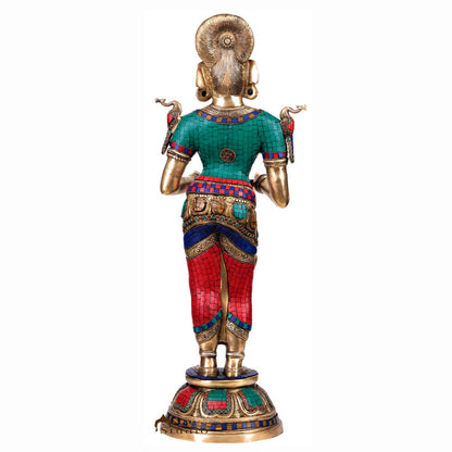 Brass Deeplakshmi Idol Laxmi Statue Exclusive Finish Home Diwali Décor 2.5 Feet by vendor-unknown - Spiritual (View 4)