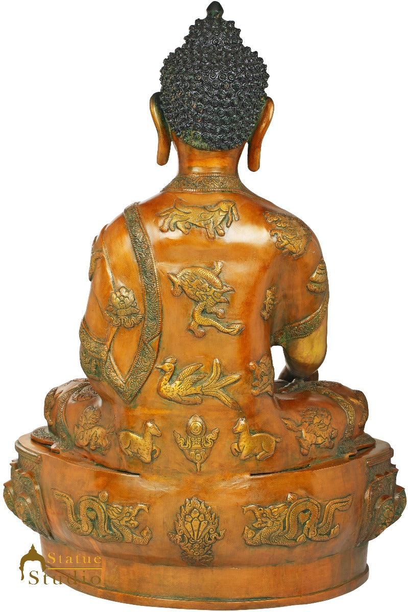 Brass Antique Sitting Earth Touching Buddha Statue Idol For Home Décor 2.5 Feet - Image 4