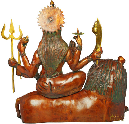 Brass Large Size Goddess Durga Sitting On Lion Home Temple Décor Idol 33" by vendor-unknown - Hindu Gods (View 4)