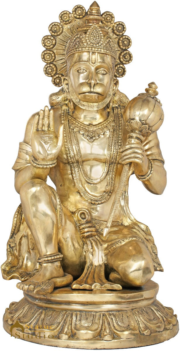 Brass Large Sitting Hanuman Idol For Home Decor Showpiece 3 Feet - Image 2