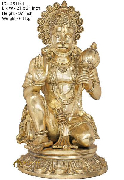 Brass Large Sitting Hanuman Idol For Home Decor Showpiece 3 Feet by vendor-unknown - Hindu Gods (View 5)