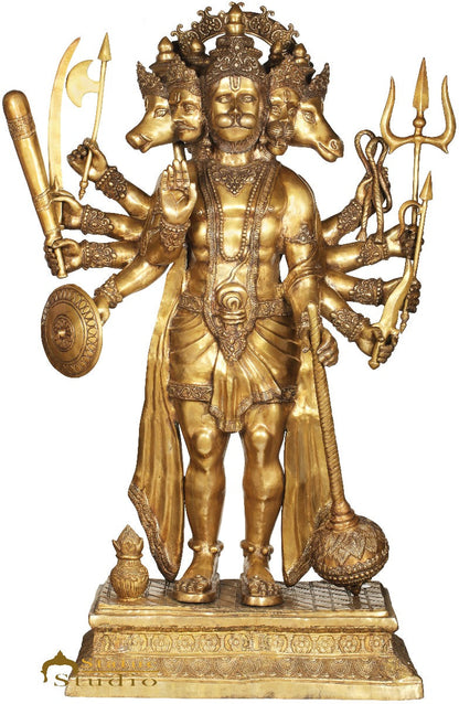 Brass Very Large Panchmukhi Hanuman Idol For Home Temple Decor 6 Feet by vendor-unknown - Hindu Gods (View 2)
