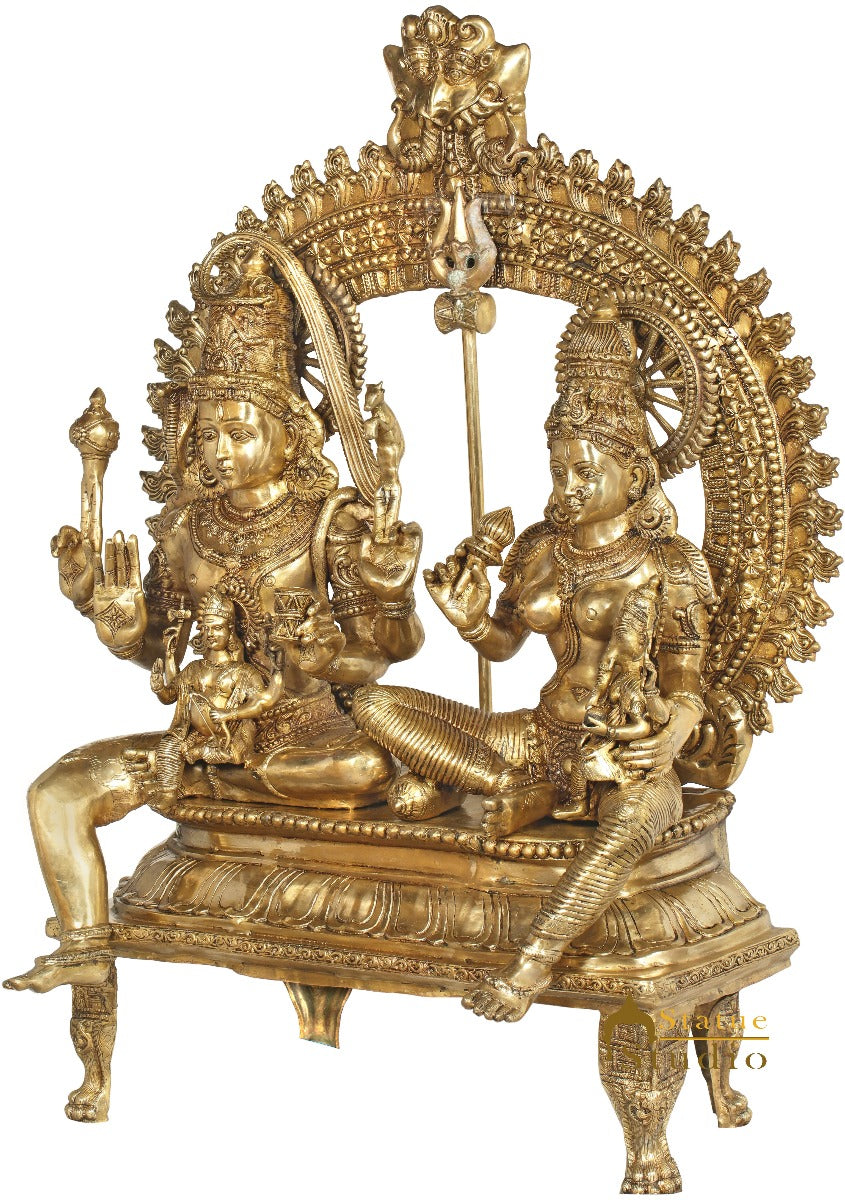 Brass Large Shiva Family Idol Shiv Parivar Home Temple Decor 4.5 Feet - Image 4