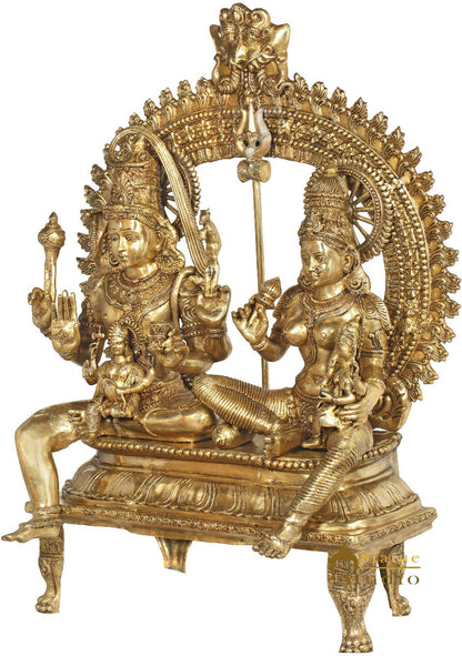 Brass Large Shiva Family Idol Shiv Parivar Home Temple Decor 4.5 Feet by vendor-unknown - Hindu Gods (View 4)