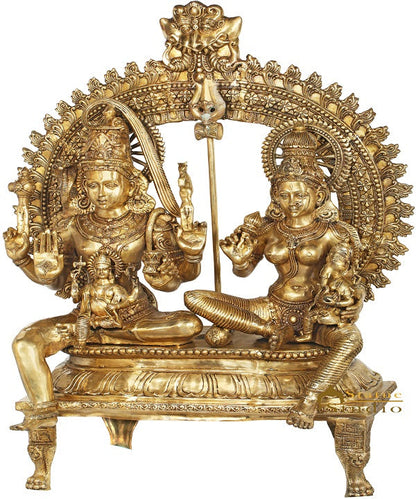 Brass Large Shiva Family Idol Shiv Parivar Home Temple Decor 4.5 Feet by vendor-unknown - Hindu Gods (View 3)
