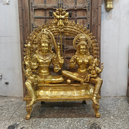 Brass Large Shiva Family Idol Shiv Parivar Home Temple Decor 4.5 Feet by vendor-unknown - Hindu Gods (View 5)