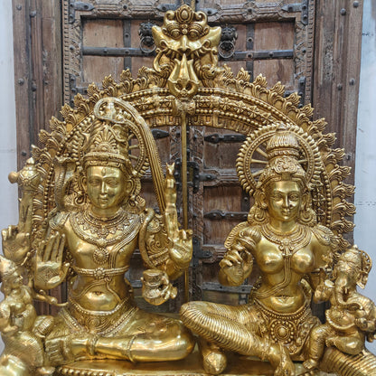 Brass Large Shiva Family Idol Shiv Parivar Home Temple Decor 4.5 Feet by vendor-unknown - Hindu Gods (View 6)