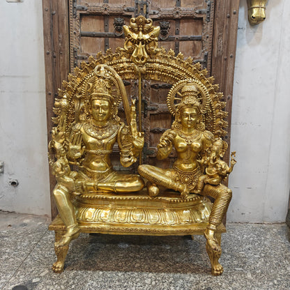 Brass Large Shiva Family Idol Shiv Parivar Home Temple Decor 4.5 Feet by vendor-unknown - Hindu Gods (View 7)