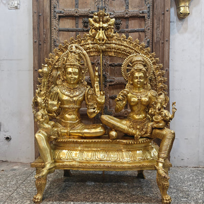 Brass Large Shiva Family Idol Shiv Parivar Home Temple Decor 4.5 Feet by vendor-unknown - Hindu Gods (View 9)