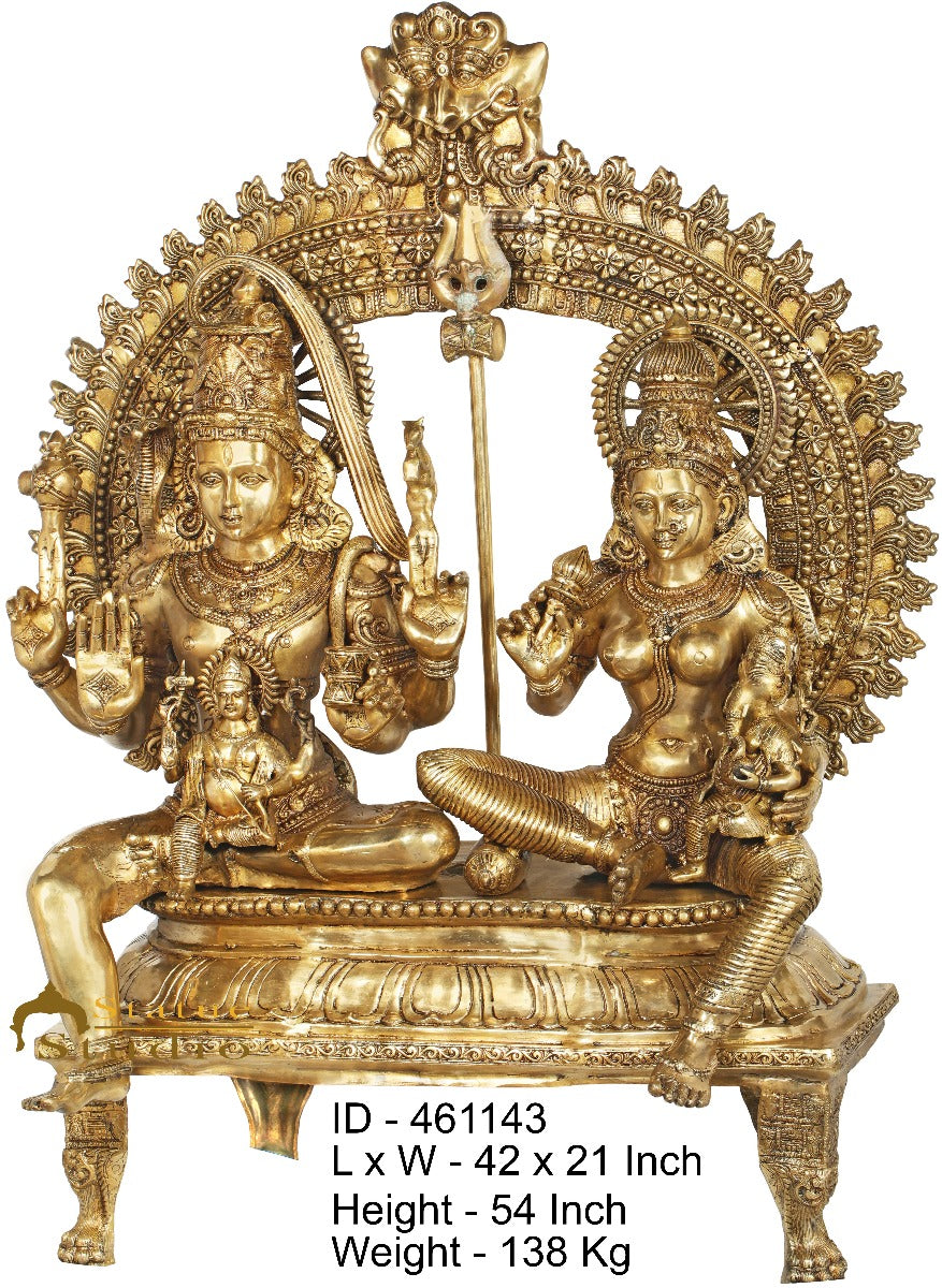 Brass Large Shiva Family Idol Shiv Parivar Home Temple Decor 4.5 Feet