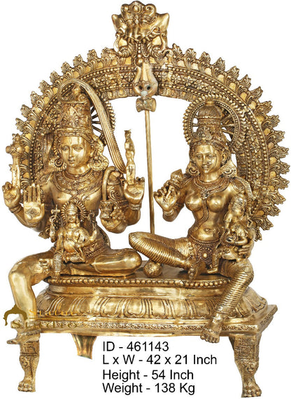 Brass Large Shiva Family Idol Shiv Parivar Home Temple Decor 4.5 Feet by vendor-unknown - Hindu Gods (View 10)