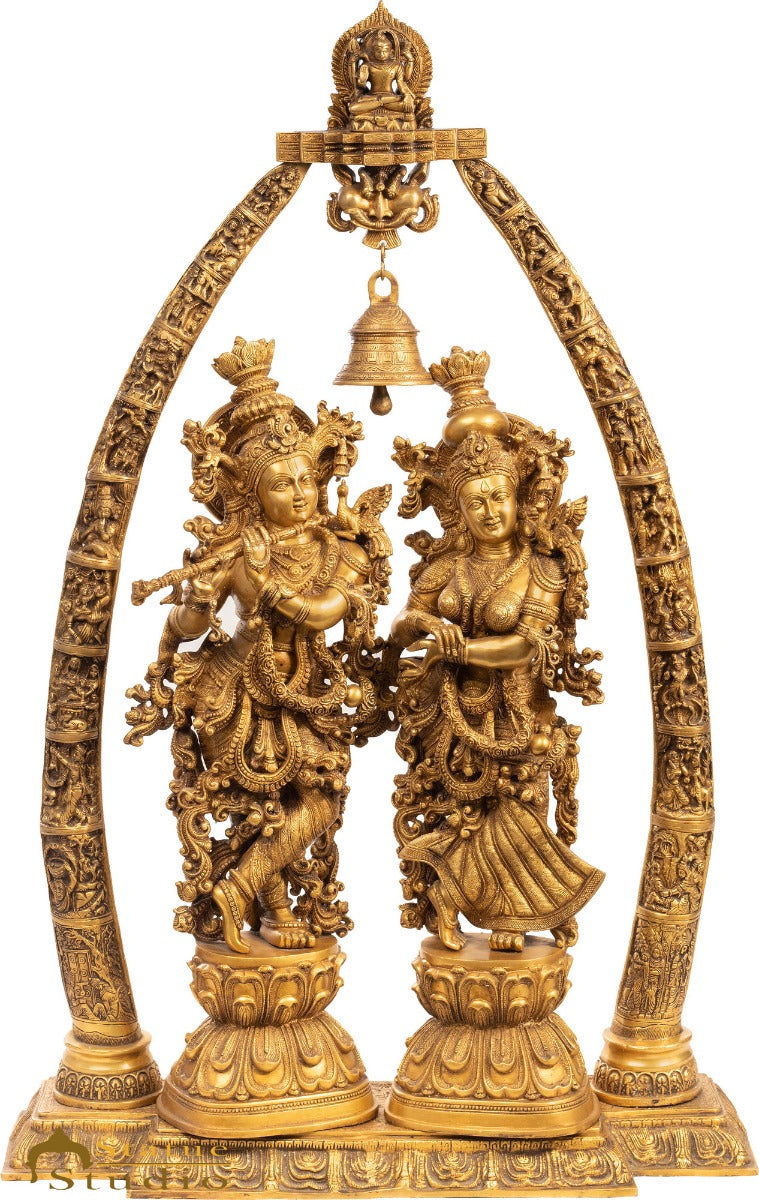 Brass Large Radha Krishna Idol With Removable Temple Set Décor 4 Feet Statue - Image 2