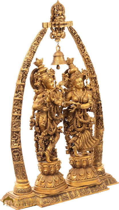 Brass Large Radha Krishna Idol With Removable Temple Set Décor 4 Feet Statue by vendor-unknown - Hindu Gods (View 3)