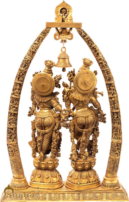 Brass Large Radha Krishna Idol With Removable Temple Set Décor 4 Feet Statue by vendor-unknown - Hindu Gods (View 4)