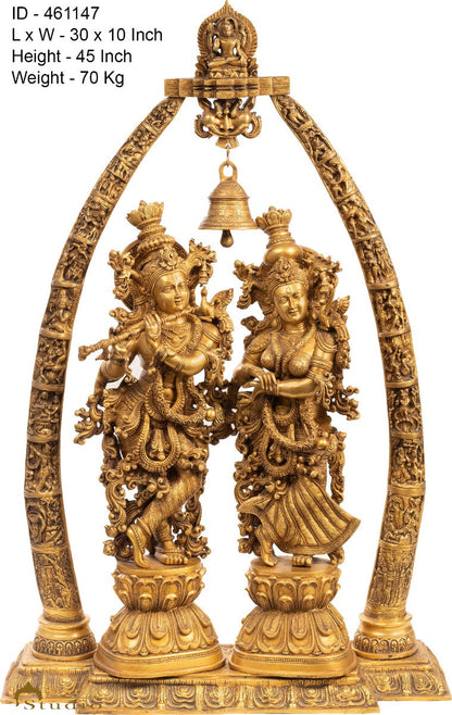 Brass Large Radha Krishna Idol With Removable Temple Set Décor 4 Feet Statue by vendor-unknown - Hindu Gods (View 5)
