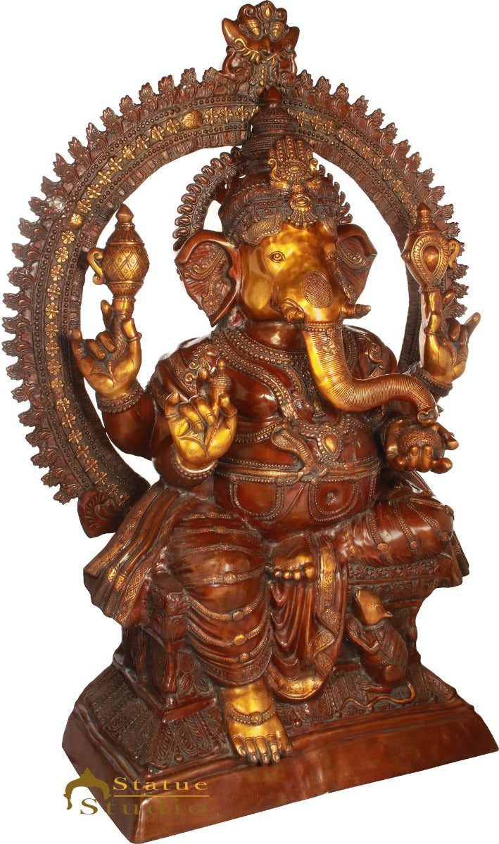 Brass Super Large Size Ganesha Statue Ganpati Idol Home Temple Décor 6 Feet - Image 3