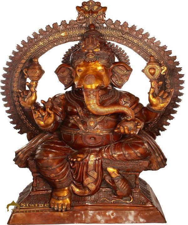 Brass Super Large Size Ganesha Statue Ganpati Idol Home Temple Décor 6 Feet - Eco-friendly - Sama Homes