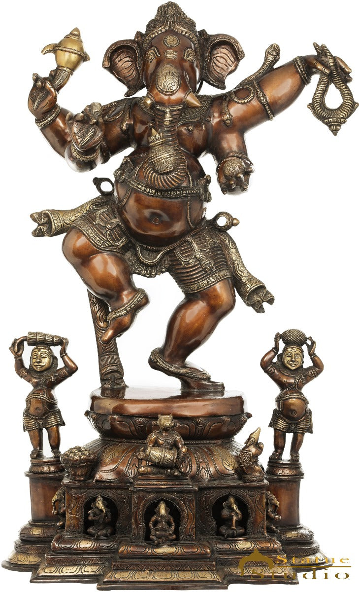 Brass Large Dancing Ganesha Idol Ganpati Statue Home Office Décor 3.5 Feet - Image 2