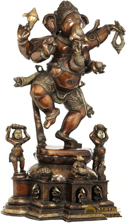 Brass Large Dancing Ganesha Idol Ganpati Statue Home Office Décor 3.5 Feet by vendor-unknown - Products (View 3)
