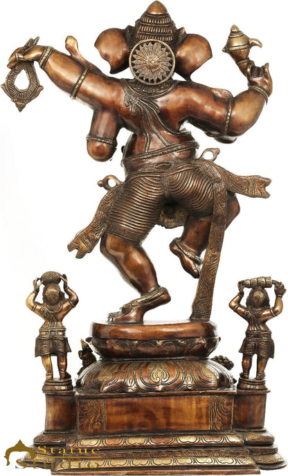 Brass Large Dancing Ganesha Idol Ganpati Statue Home Office Décor 3.5 Feet by vendor-unknown - Products (View 4)