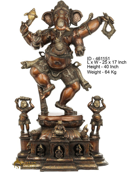 Brass Large Dancing Ganesha Idol Ganpati Statue Home Office Décor 3.5 Feet by vendor-unknown - Products (View 5)