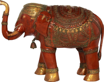 Brass Large Size Elephant Statue Home Garden Décor Showpiece Sculpture 2.5 Feet by vendor-unknown - Decor (View 2)