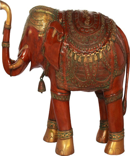 Brass Large Size Elephant Statue Home Garden Décor Showpiece Sculpture 2.5 Feet by vendor-unknown - Decor