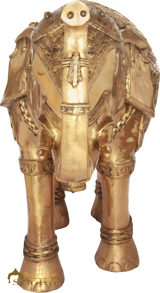 Brass Large Size Elephant Statue Home Garden Décor Showpiece Figurine 2.5 Feet