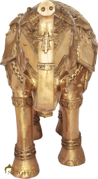 Brass Large Size Elephant Statue Home Garden Décor Showpiece Figurine 2.5 Feet by vendor-unknown - Decor (View 3)