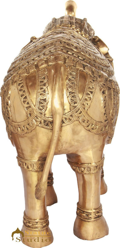 Brass Large Size Elephant Statue Home Garden Décor Showpiece Figurine 2.5 Feet by vendor-unknown - Decor (View 4)
