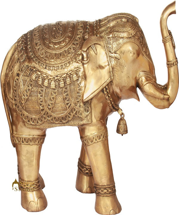 Brass Large Size Elephant Statue Home Garden Décor Showpiece Figurine 2.5 Feet - Eco-friendly - Sama Homes