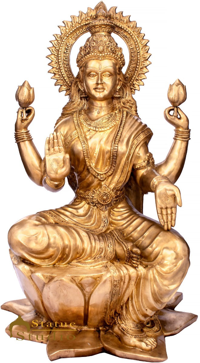 Brass Large Lakshmi Idol Goddess Of Wealth Laxmi Home Décor Statue 4.5 Feet - Image 2