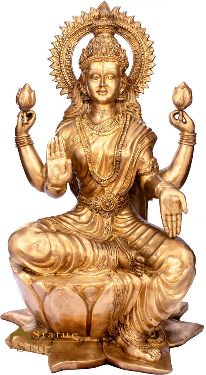Brass Large Lakshmi Idol Goddess Of Wealth Laxmi Home Décor Statue 4.5 Feet by vendor-unknown - Hindu Gods (View 2)