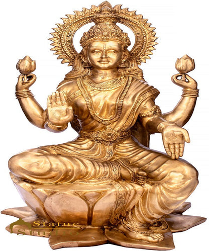 Brass Large Lakshmi Idol Goddess Of Wealth Laxmi Home Décor Statue 4.5 Feet by vendor-unknown - Hindu Gods