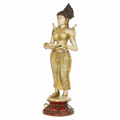 Brass Large DeepLakshmi Idol Temple Festive Diwali Home Décor Statue 3 Feet by vendor-unknown - Spiritual (View 3)