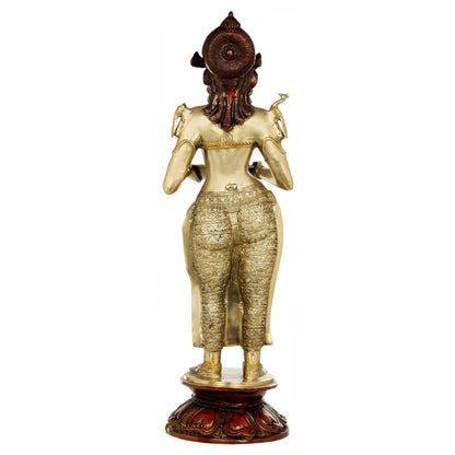 Brass Large DeepLakshmi Idol Temple Festive Diwali Home Décor Statue 3 Feet by vendor-unknown - Spiritual (View 4)