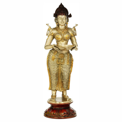 Brass Large DeepLakshmi Idol Temple Festive Diwali Home Décor Statue 3 Feet by vendor-unknown - Spiritual (View 2)
