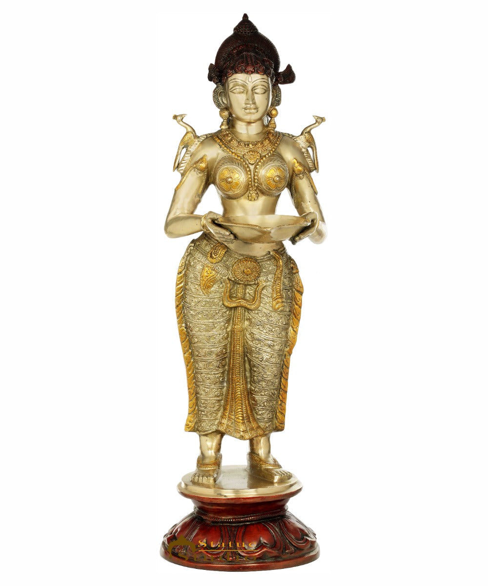Brass Large DeepLakshmi Idol Temple Festive Diwali Home Décor Statue 3 Feet