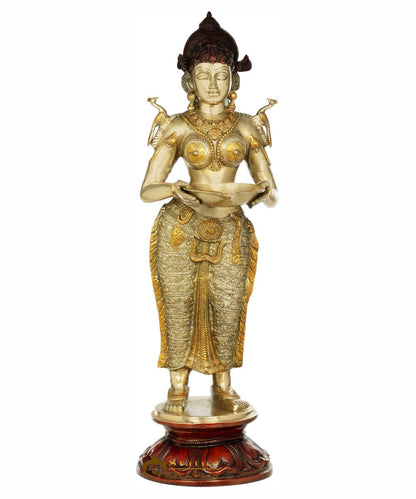 Brass Large DeepLakshmi Idol Temple Festive Diwali Home Décor Statue 3 Feet by vendor-unknown - Spiritual