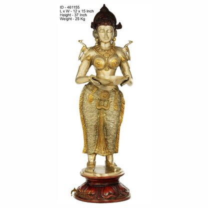Brass Large DeepLakshmi Idol Temple Festive Diwali Home Décor Statue 3 Feet by vendor-unknown - Spiritual (View 5)