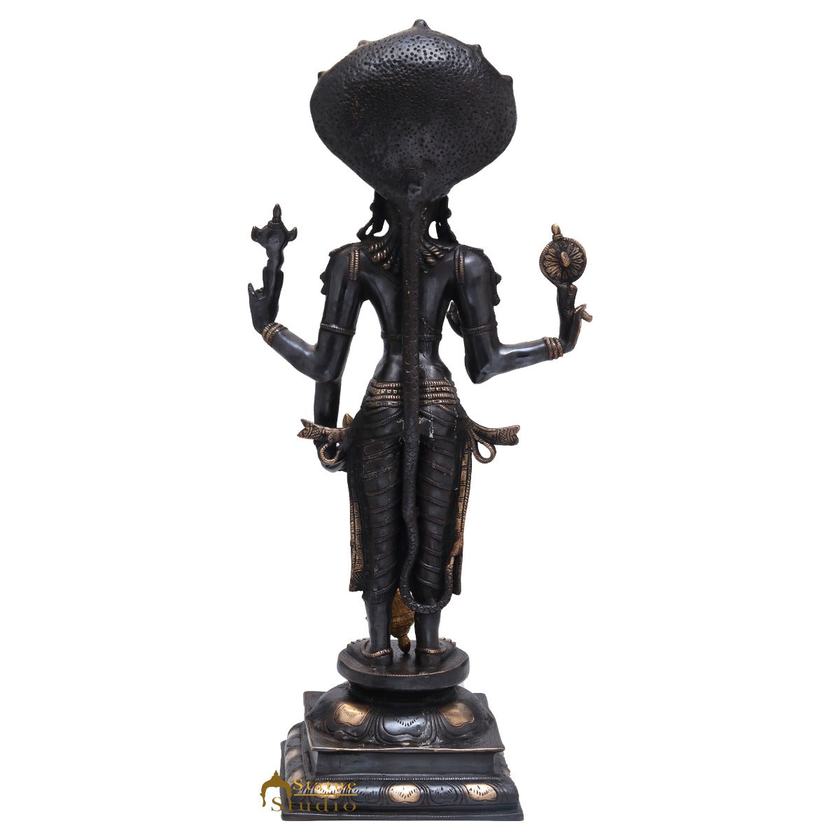Brass Large Vishnu Standing Idol Temple Home Décor Religious Statue 32" - Image 4