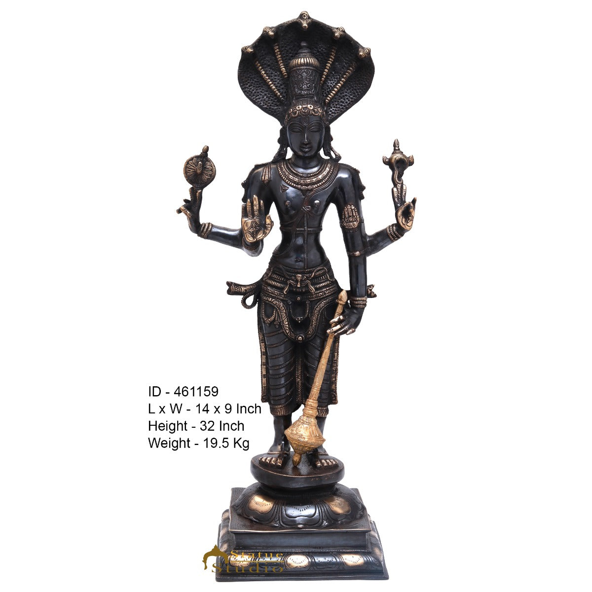 Brass Large Vishnu Standing Idol Temple Home Décor Religious Statue 32" - Image 5