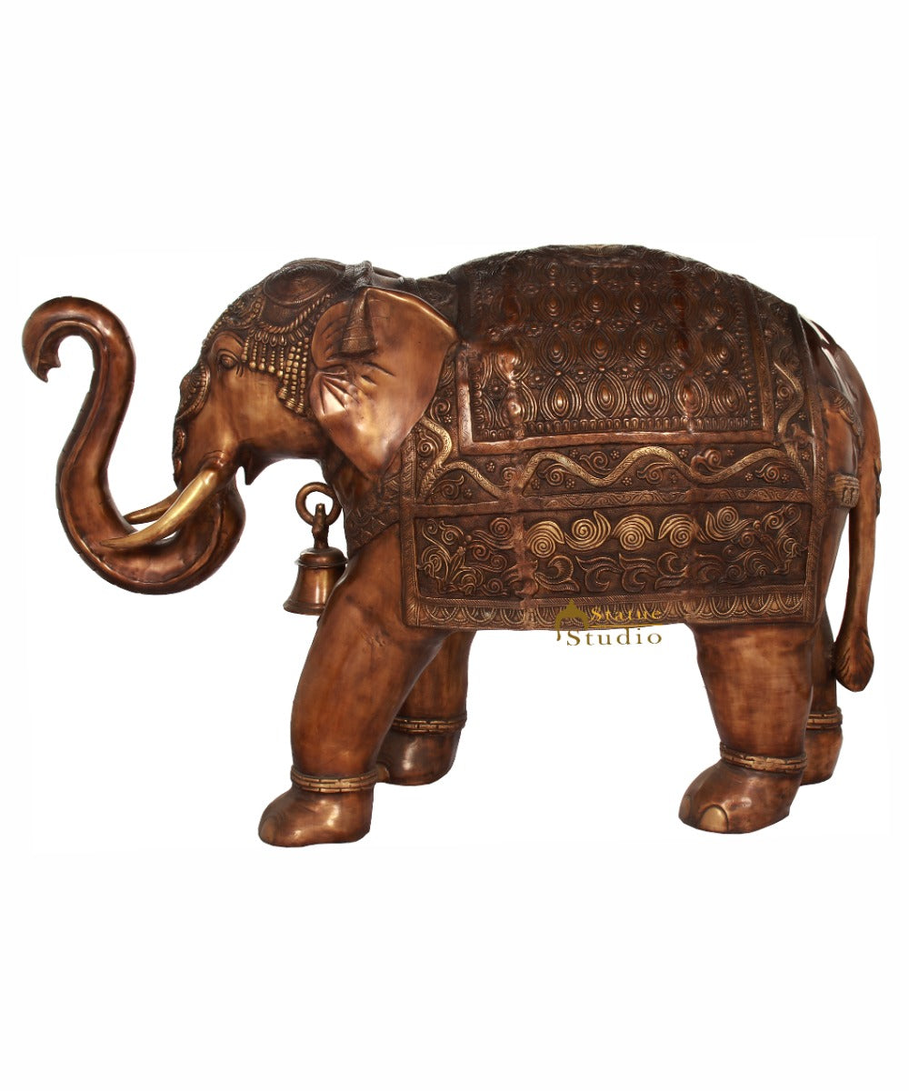 Brass Large Size Elephant Figurine For Home Garden Décor Showpiece 2.5 Feet - Eco-friendly - Sama Homes