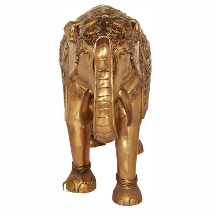Brass Large Size Elephant Sculpture For Home Garden Décor Showpiece 2.5 Feet by vendor-unknown - Decor (View 3)
