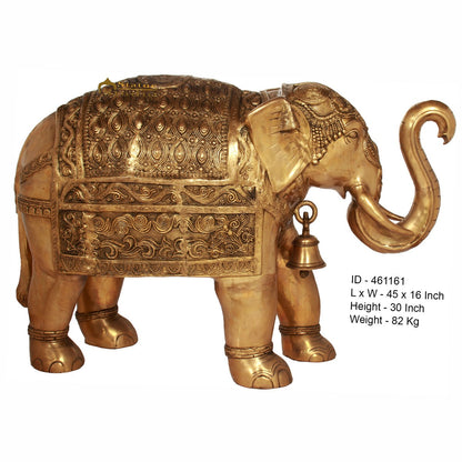 Brass Large Size Elephant Sculpture For Home Garden Décor Showpiece 2.5 Feet by vendor-unknown - Decor (View 5)