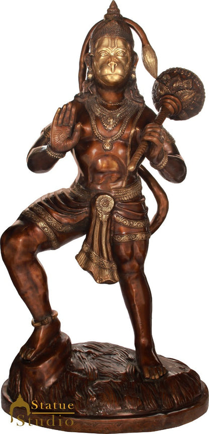 Brass Super Large Standing Hanuman Statue Antique finish For Home Temple Decor 5.5 Feet by vendor-unknown - Hindu Gods (View 2)